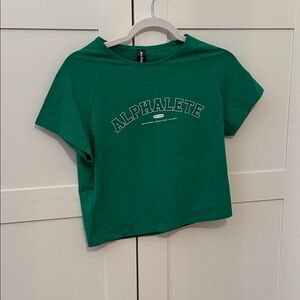 Alphalete Emerald Green Cropped Logo Tee
